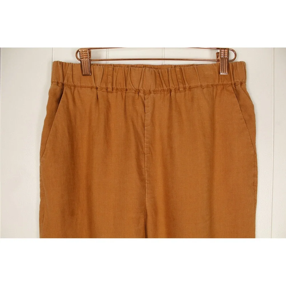 Quince 100% European Linen Tapered Ankle Pants in Golden Brown Size Small